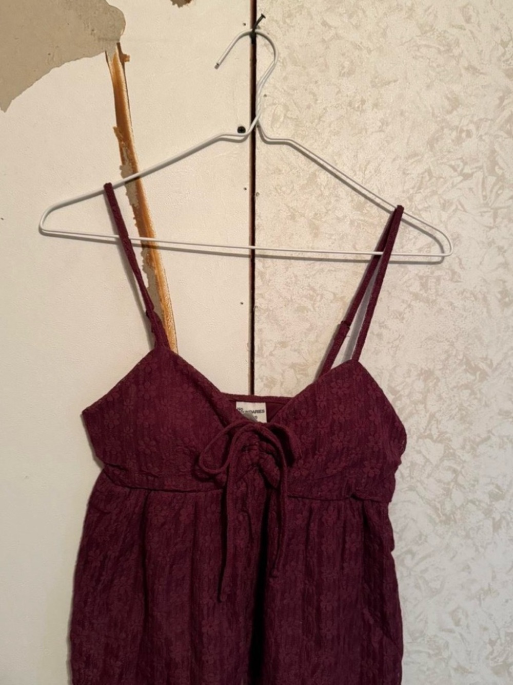 No Boundaries Wine Lace Tie-Front Tank